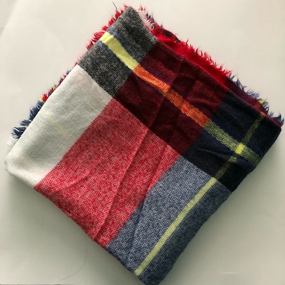 ZARA Large Plaid Square Warm Blanket Scarf - Picture 1 of 5
